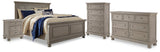Lettner Light Gray California King Panel Bedroom Set with Dresser, Chest and 2 Nightstands (Online Special Price) - Ornate Home