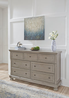 Lettner Light Gray California King Panel Bedroom Set with Dresser, Chest and 2 Nightstands - Ornate Home