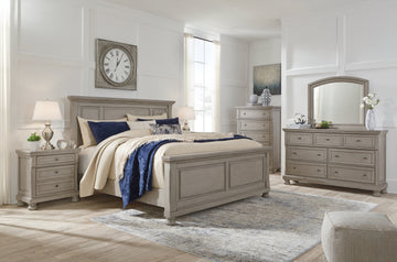 Lettner Light Gray California King Sleigh Bed with 2 Storage Drawers - Ornate Home