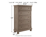 Lettner Light Gray King Panel Bed, Chest and 2 Nightstands - Ornate Home