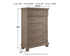 Lettner Light Gray King Panel Bed, Chest and 2 Nightstands - Ornate Home