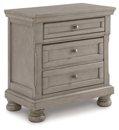Lettner Light Gray King Panel Bed, Chest and 2 Nightstands - Ornate Home