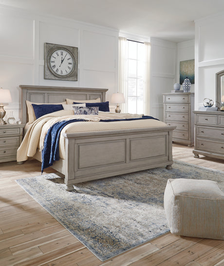 Lettner Light Gray King Panel Bed - Ornate Home