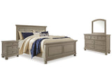 Lettner Light Gray King Panel Bedroom Set with Dresser, Mirror and 2 Nightstands (Online Special Price) - Ornate Home