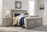 Lettner Light Gray King Panel Bedroom Set with Dresser, Mirror and 2 Nightstands - Ornate Home