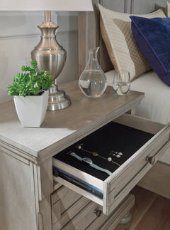 Lettner Light Gray King Panel Bedroom Set with Dresser, Mirror and 2 Nightstands - Ornate Home