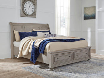 Lettner Light Gray King Panel Storage Bed (Online Special Price) - Ornate Home