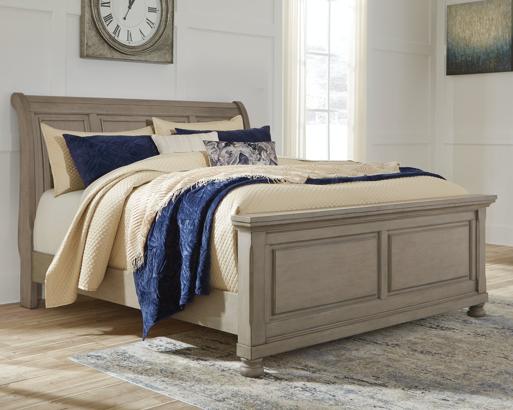 Lettner Light Gray King Sleigh Bed (Online Special Price) - Ornate Home