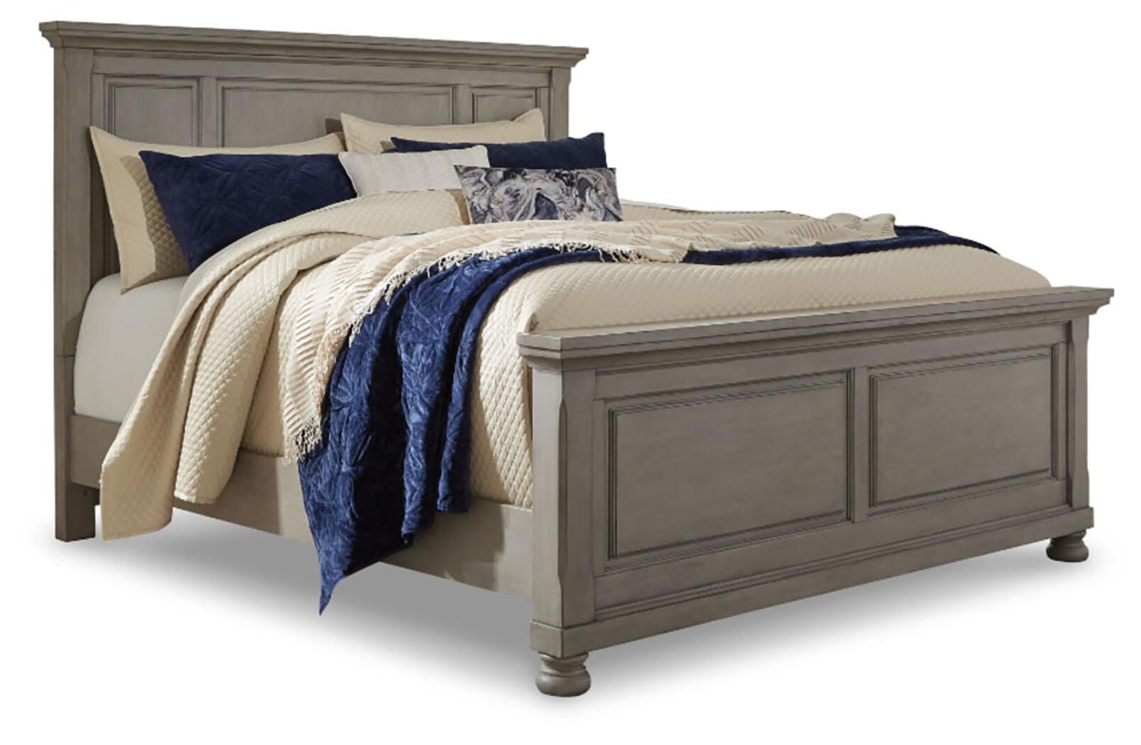 Lettner Light Gray Queen Panel Bed, Dresser and 2 Nightstands - Ornate Home