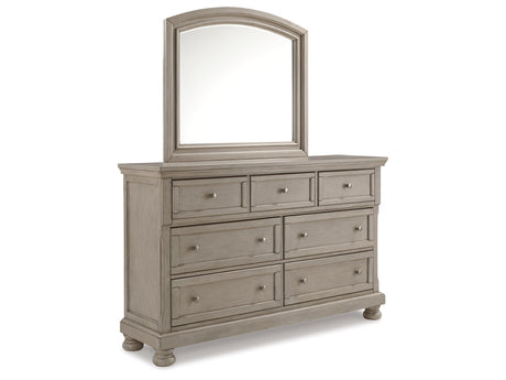 Lettner Light Gray Queen Panel Bedroom Set with Dresser and Mirror - Ornate Home