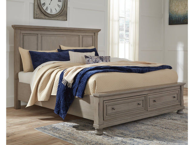 Lettner Light Gray Queen Panel Storage Bed (Online Special Price) - Ornate Home