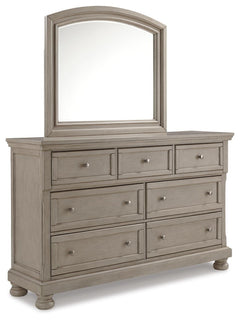 Lettner Light Gray Queen Sleigh Storage Bed, Dresser and Mirror - Ornate Home