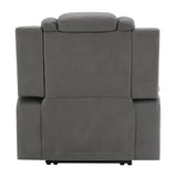 Leuco Gray Power Motion Recliner w/Cup Holder, Control, LED & Power Headrest - Ornate Home