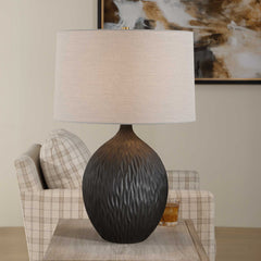 Levee Satin Black Table Lamp - Ornate Home