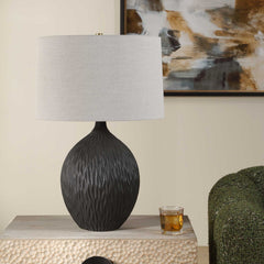 Levee Satin Black Table Lamp - Ornate Home