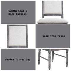 Leventis Cream Linen & Weathered Gray Side Chair (Set of 2) - Ornate Home