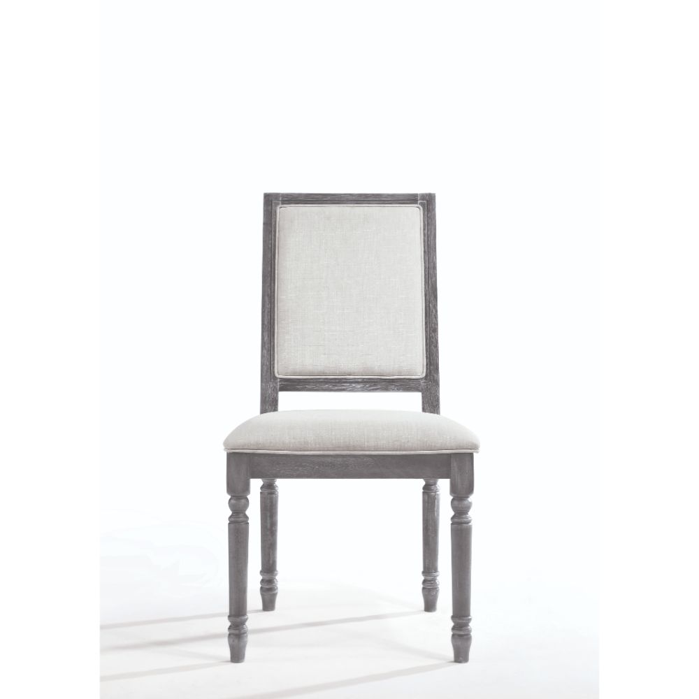 Leventis Cream Linen & Weathered Gray Side Chair (Set of 2) - Ornate Home
