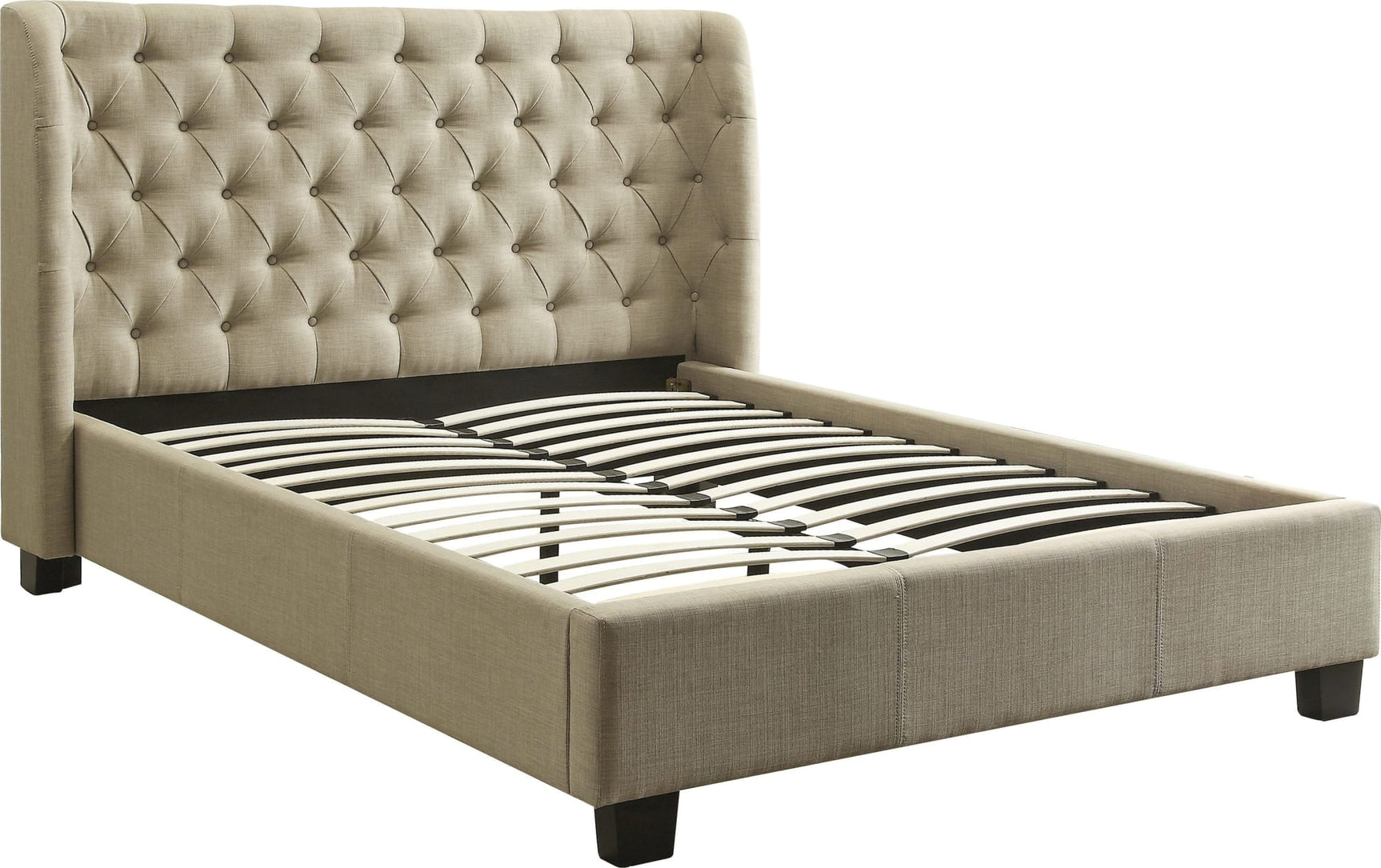 Levi Toast Linen Queen Tufted Platform Bed - Ornate Home