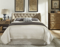 Levi Tufted Footboard Storage Bed in Toast Linen (88"W) - Ornate Home