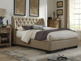 Levi Tufted Footboard Storage Bed in Toast Linen (88"W) - Ornate Home