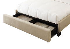 Levi Tufted Footboard Storage Bed in Toast Linen (88"W) - Ornate Home