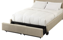 Levi Tufted Footboard Storage Bed in Toast Linen (88"W) - Ornate Home