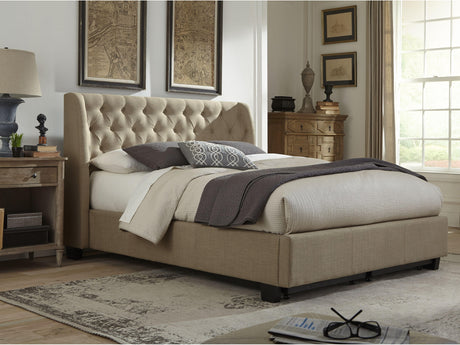 Levi Tufted Platform Bed in Toast Linen - Ornate Home