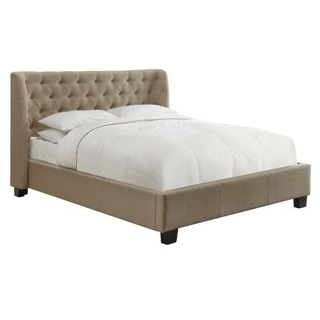 Levi Tufted Platform Bed in Toast Linen - Ornate Home