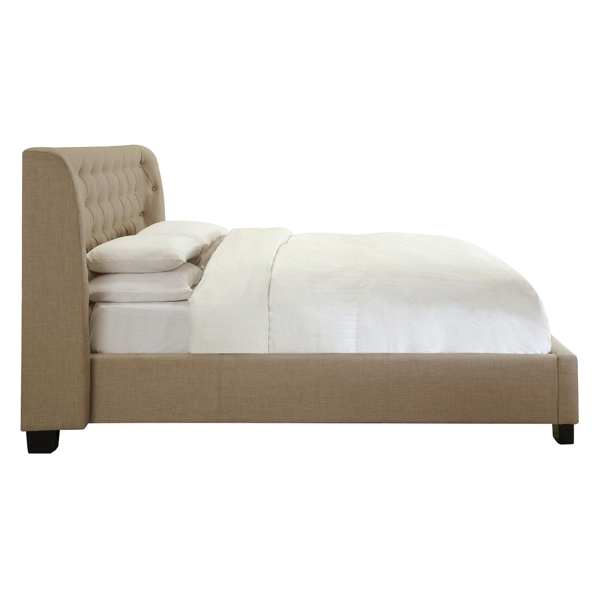 Levi Tufted Platform Bed in Toast Linen - Ornate Home