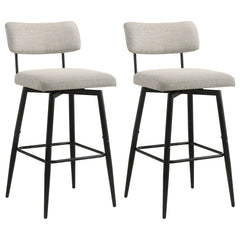 Levine Cream Fabric Upholstered Swivel Bar Chair (Set Of 2) - Ornate Home