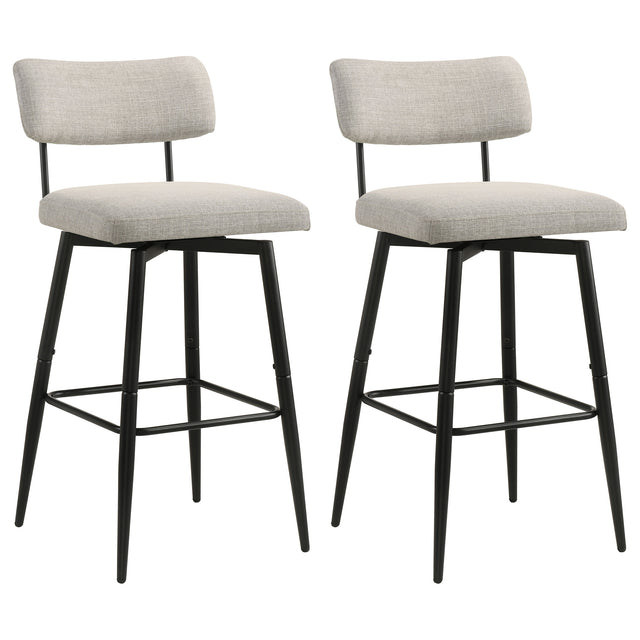 Levine Cream Fabric Upholstered Swivel Bar Chair (Set Of 2) - Ornate Home