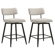 Levine Cream Fabric Upholstered Swivel Counter Chair (Set Of 2) - Ornate Home