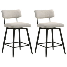 Levine Cream Fabric Upholstered Swivel Counter Chair (Set Of 2) - Ornate Home
