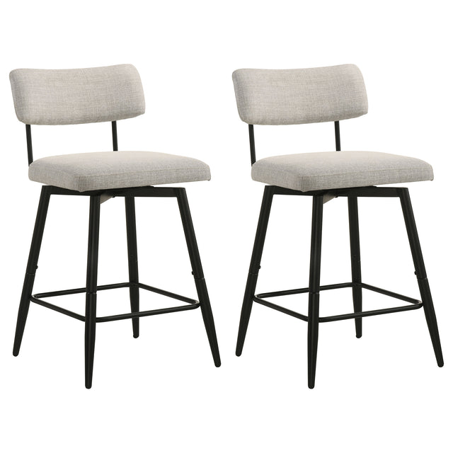 Levine Cream Fabric Upholstered Swivel Counter Chair (Set Of 2) - Ornate Home
