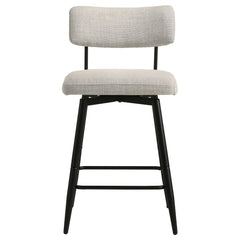Levine Cream Fabric Upholstered Swivel Counter Chair (Set Of 2) - Ornate Home