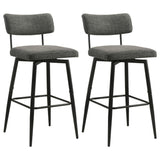 Levine Grey Fabric Upholstered Swivel Bar Chair (Set Of 2) - Ornate Home