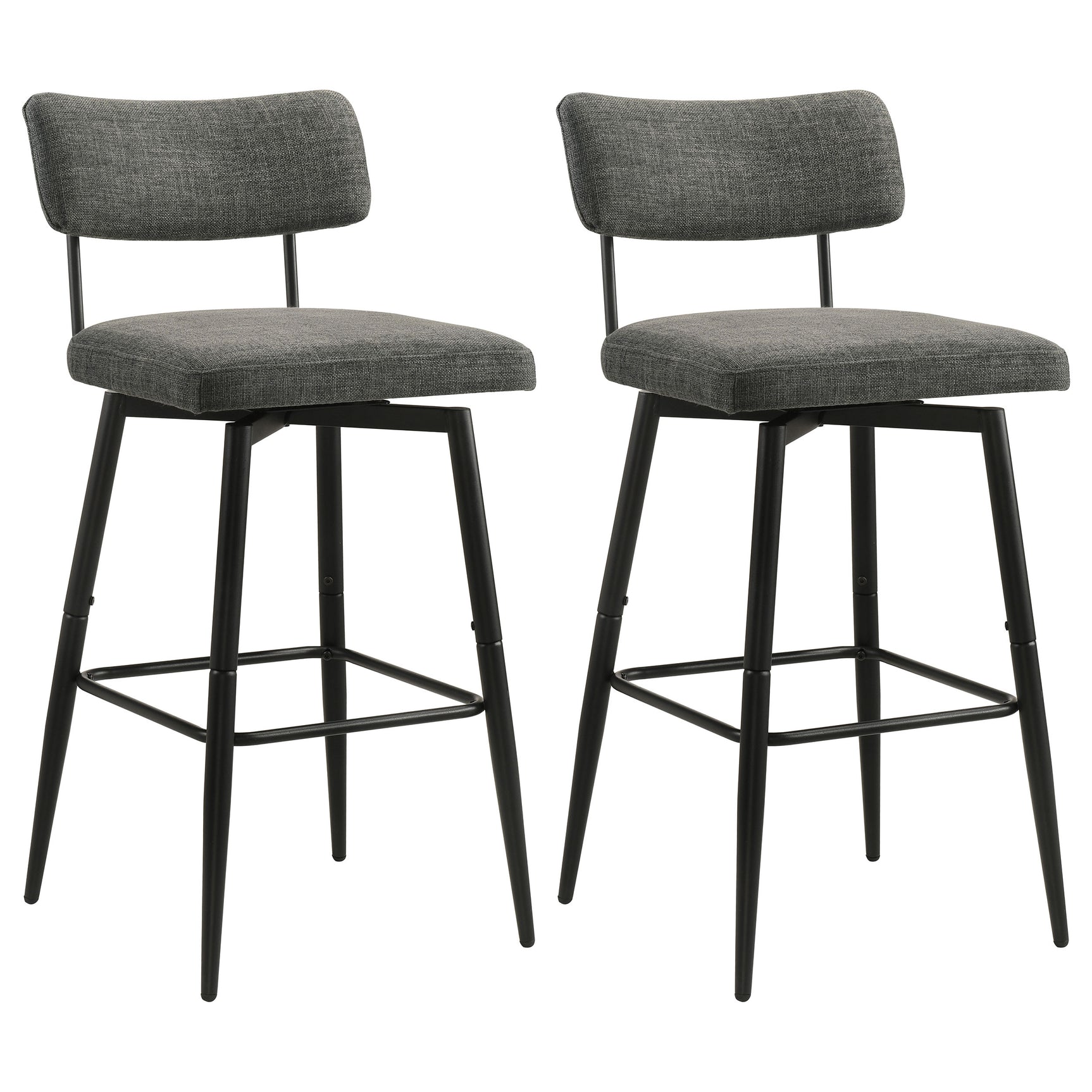Levine Grey Fabric Upholstered Swivel Bar Chair (Set Of 2) - Ornate Home