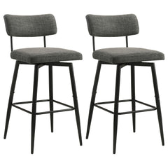 Levine Grey Fabric Upholstered Swivel Bar Chair (Set Of 2) - Ornate Home