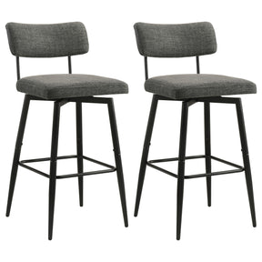 Levine Grey Fabric Upholstered Swivel Bar Chair (Set Of 2) - Ornate Home