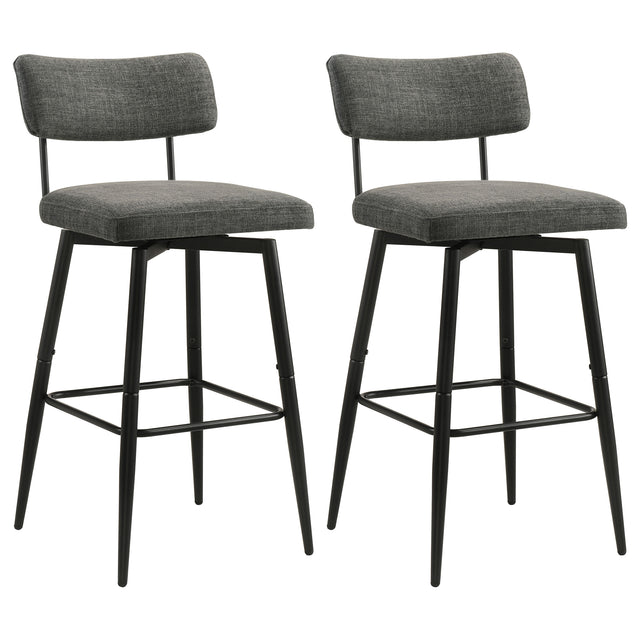 Levine Grey Fabric Upholstered Swivel Bar Chair (Set Of 2) - Ornate Home