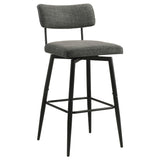 Levine Grey Fabric Upholstered Swivel Bar Chair (Set Of 2) - Ornate Home
