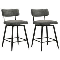 Levine Grey Fabric Upholstered Swivel Counter Chair (Set Of 2) - Ornate Home