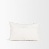 Levon Cream/Orange 13x21 Lumbar Plush Dashed Stripes Decorative Pillow Cover with Down Filler