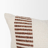 Levon Cream/Orange 13x21 Lumbar Plush Dashed Stripes Decorative Pillow Cover with Down Filler