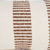 Levon Cream/Orange 13x21 Lumbar Plush Dashed Stripes Decorative Pillow Cover with Down Filler
