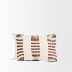 Levon Cream/Orange 13x21 Lumbar Plush Dashed Stripes Pillow Cover with Non-Allergen Filler