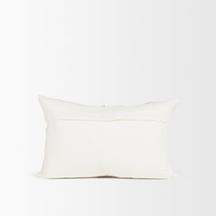Levon Cream/Orange 13x21 Lumbar Plush Dashed Stripes Pillow Cover with Non-Allergen Filler