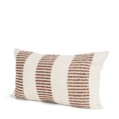 Levon Cream/Orange 14x26 Lumbar Plush Dashed Stripes Decorative Pillow Cover