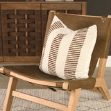 Levon Cream/Orange 22x22 Plush Dashed Stripes Decorative Pillow Cover - Ornate Home