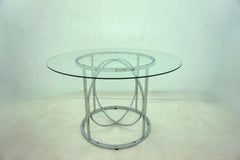 Levy Chrome 48-inch Round Glass Top Dining Table - Ornate Home